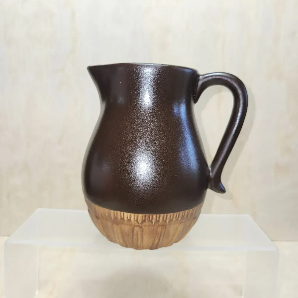 Tender Heart Treasures Ceramic Pitcher Brown Tan 1999 Vintage